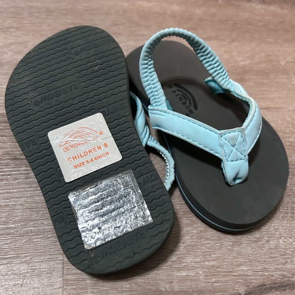 Rainbow Kids Blue Flip Flops Kids 5-6